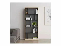Estantería 5 alturas modelo 545 acabado roble claro/grafito. 191 cm(alto), 80 cm(ancho), Gris Best