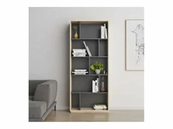 Estantería 5 alturas modelo 545 acabado roble claro/grafito. 191 cm(alto), 80 cm(ancho), Gris Best