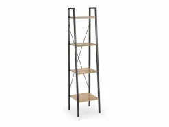 MSO Estantería|Estantería - Escalera de diseño 34 x 148 cm estilo roble y acero negro Loggia