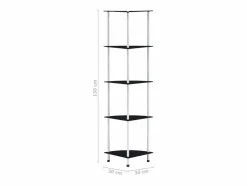 Clicnbuy Estantería 5 niveles cristal templado 30x30x130 cm Negro