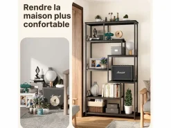 Estantería Bealife de Almacenamiento 7 Niveles con Estructura Metálica y Patas Ajustables 100 x 30 x 180 cm Negro New