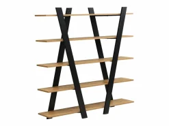 Vente-unique Estantería con 5 baldas - Natural y Negro - TUZLA Negro / Color natural claro Online