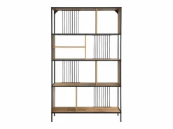 Vente-unique Estantería con 9 compartimentos de MDF y acero - Natural y Negro - LEMAVIA Color natural claro Hot