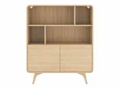 Vente-unique Librería|Estantería con 2 puertas y 4 estantes - Natural - JALEMO