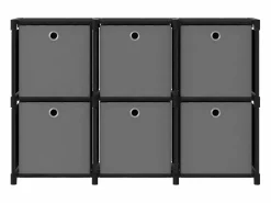 Estantería de 6 cubos con cajas tela negra 103x30x72,5 cm^Clicnbuy New