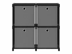 Estantería de 4 cubos con cajas de tela negra 69x30x72,5 cm^Clicnbuy