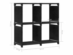 Clicnbuy Estantería de 4 cubos de tela negra 69x30x72,5 cm Negro Sale