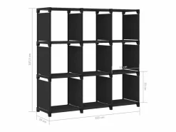 Clicnbuy Estantería de 9 cubos de tela negra 103x30x107,5 cm Negro Online
