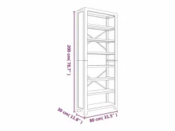 vidaxl Vitrina|Estantería de 7 nieveles madera maciza de acacia 80x30x200 cm