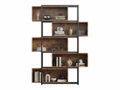 Merax Estantería de 5 niveles con estantes - 121 x 35 x 176 cm - Madera MDF y tubo de acero - Marrón Color natural claro Sale