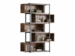 Merax Estantería de 5 niveles con estantes - 121 x 35 x 176 cm - Madera MDF y tubo de acero - Marrón Color natural claro Sale