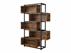 Merax Estantería de 5 niveles con estantes - 121 x 35 x 176 cm - Madera MDF y tubo de acero - Marrón Color natural claro Sale