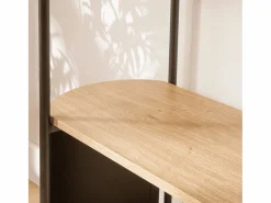 Calicosy Estantería|Estantería de 4 niveles con acabado de madera y laterales de metal negro H133,5 cm - EKLO