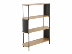 Calicosy Estantería|Estantería de 4 niveles con acabado de madera y laterales de metal negro H133,5 cm - EKLO