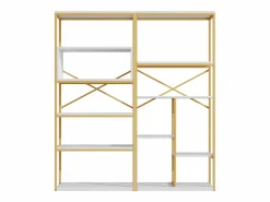 Hauss Spole Estantería de 160 x 29,5 x 180 cm - Metal y MDF - Dorado y Blanco Hot