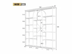 Estantería de acero y MDF de 160 x 30 x 180 cm - Diseño rectangular y arqueado - Color^Hauss Spole Online