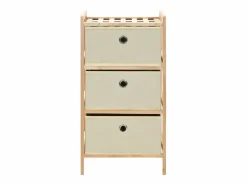 vidaxl Estantería de almacenaje 3 cestas de tela madera de cedro Beige Online