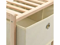 vidaxl Estantería de almacenaje 3 cestas de tela madera de cedro Beige Online