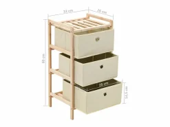 vidaxl Estantería de almacenaje 3 cestas de tela madera de cedro Beige Online