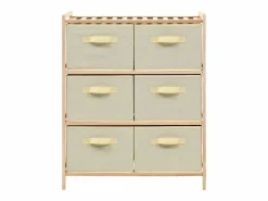vidaxl Estantería de almacenaje 6 cestas de tela madera de cedro Beige Best