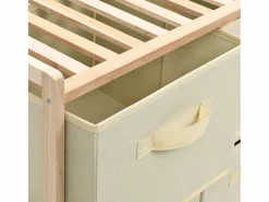 vidaxl Estantería de almacenaje 6 cestas de tela madera de cedro Beige Best