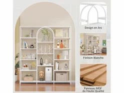 Estantería de almacenaje moderna de estilo minimalista - 160 x 30 x 180 cm - MDF + metal -^Merax Discount