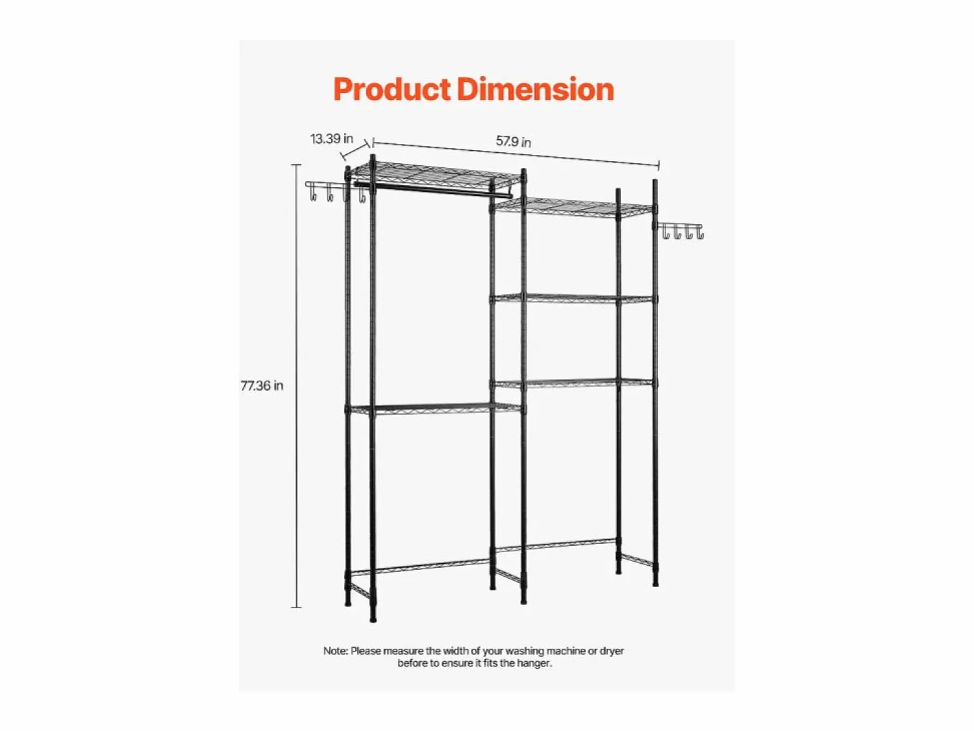 Mueble Para Lavadora|Estantería de Almacenamiento SucceBuy, para Lavadora y Secadora, 5 Niveles,