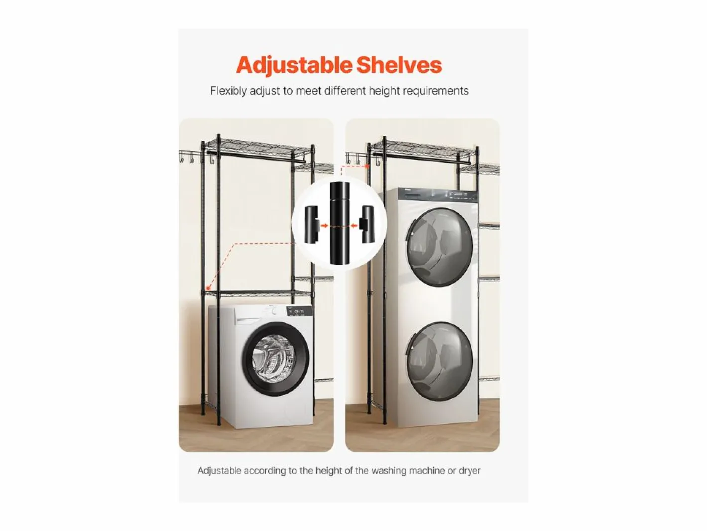 Mueble Para Lavadora|Estantería de Almacenamiento SucceBuy, para Lavadora y Secadora, 5 Niveles,