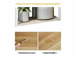 Mueble Camarera|Estantería de Cocina, Estantería para Microondas, Estante Abierto de Pie 2 Mallas metálicas y múltiples Estantes 80x30x142cm, Color y Madera