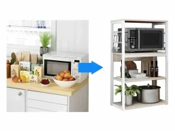 Mueble Camarera|Estantería de Cocina Unidad de Cocina Alta con estantes de Almacenamiento, Marco de Metal , Estante Industrial para microondas 50x30x100 Cm, Col