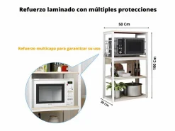 Mueble Camarera|Estantería de Cocina Unidad de Cocina Alta con estantes de Almacenamiento, Marco de Metal , Estante Industrial para microondas 50x30x100 Cm, Col