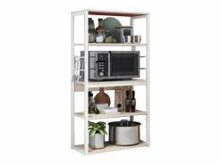 Estantería de Cocina, Unidad de Cocina Alta con estantes de Almacenamiento, Marco de Metal , Estante Industrial para microondas 50x30x130 Cm Blanco Best