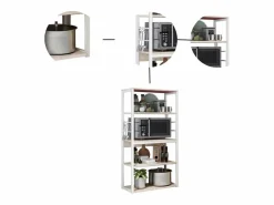 Estantería de Cocina, Unidad de Cocina Alta con estantes de Almacenamiento, Marco de Metal , Estante Industrial para microondas 50x30x130 Cm Blanco Best