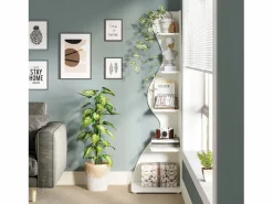 Estantería de esquina moderna de 5 niveles, estantería de esquina pequeña y elegante, unidad organizadora de soporte para plantas con forma única, color^Tribesigns Outlet