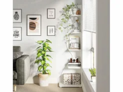 Estantería de esquina moderna de 5 niveles, estantería de esquina pequeña y elegante, unidad organizadora de soporte para plantas con forma única, color^Tribesigns Outlet