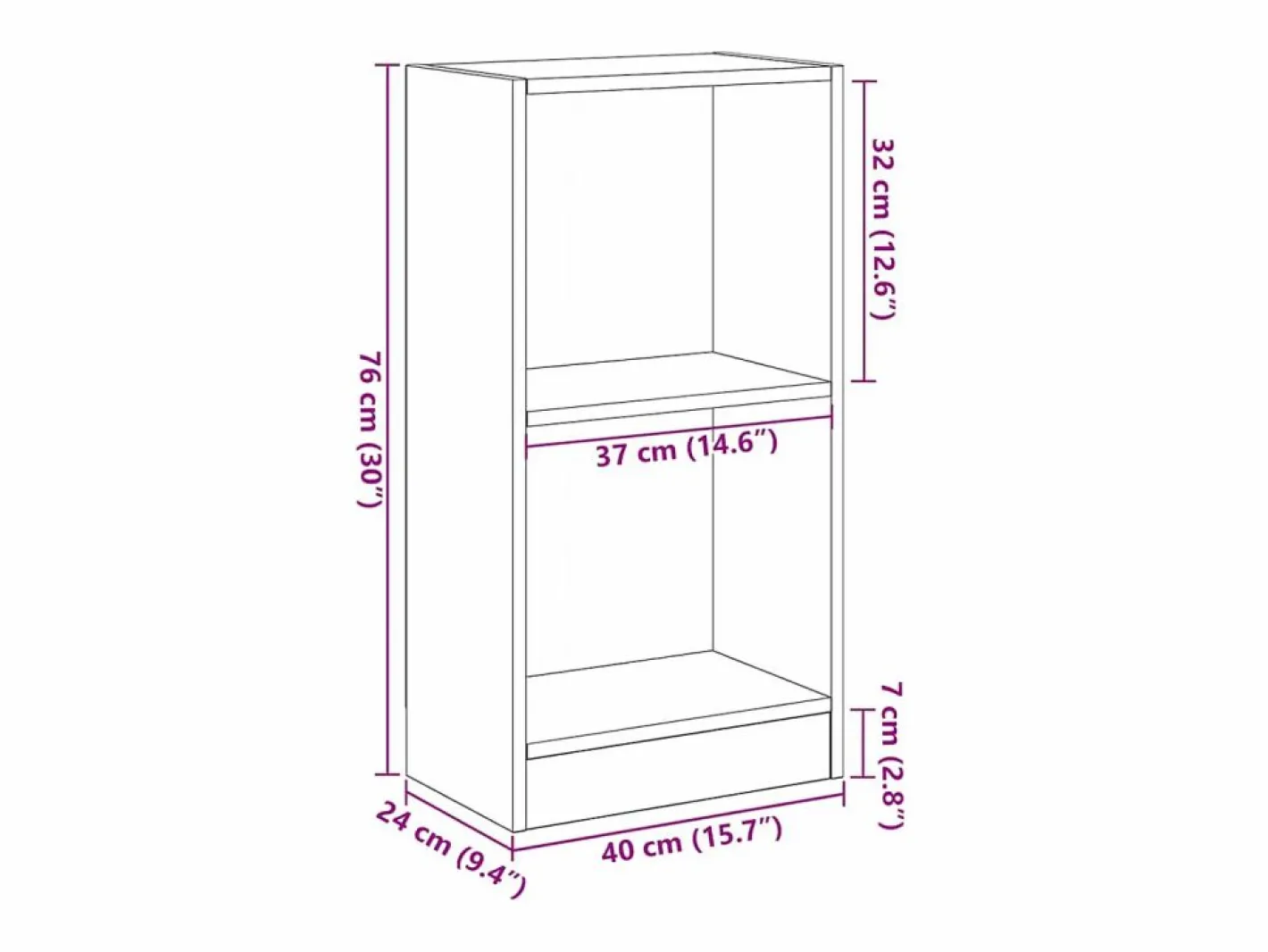 Clicnbuy Librería|Estantería de madera de roble 40x24x76 cm