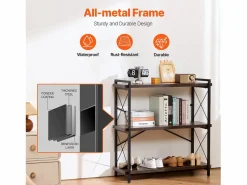 Estantería de Metal SucceBuy de 3 Niveles de Estilo Rústico para Sala de Estar y Oficina^ New