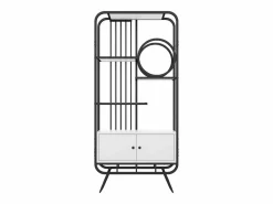 Hauss Spole Estantería de metal y madera MDF - 3 estantes y 2 puertas - Blanco y Negro New