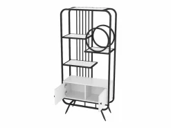 Hauss Spole Estantería de metal y madera MDF - 3 estantes y 2 puertas - Blanco y Negro New