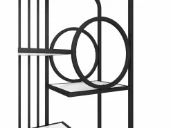 Hauss Spole Estantería de metal y madera MDF - 3 estantes y 2 puertas - Blanco y Negro New