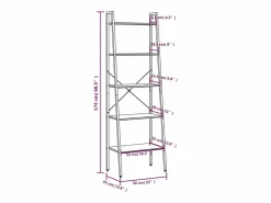 Clicnbuy Estantería de pie 5 baldas marrón claro y negro 56x35x174 cm Marru00f3n