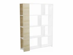 Estantería Decorativa, Librería, Separador Ambientes, Acabado en Roble y , Medidas: 176 cm (Alto) x 129 cm (Ancho) x 28 cm (Fondo) – Meyvaser^ Hot