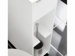 Sobuy Estantería Sobre Inodoro|Estantería Estrecha para Nichos para Baño Armario Móvil Multifuncional de Almacenaje Mueble Auxiliar con 2 Cajones y 4 Ruedas 60 x 20 x 75 BZR111-W ES