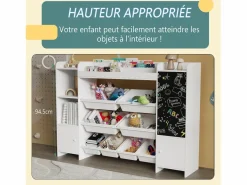 Accesorios De Almacenaje|Estantería infantil con 8 compartimentos y tablero de dibujo, color