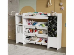 Accesorios De Almacenaje|Estantería infantil con 8 compartimentos y tablero de dibujo, color