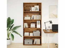 Clicnbuy Estantería madera ingeniería madera envejecida 80x30x189 cm Marru00f3n Clearance