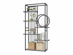 Estantería metálica - 100 x 30 x 180 cm - tubo de acero macizo - estructura geométrica - MDF + Metal - blanco +^Merax Hot