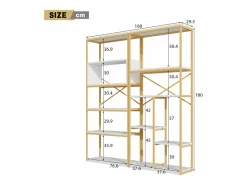 Estantería moderna 160x29,5x180 cm - Estantes a varios niveles - Estructura de tubos de acero y MDF - Forma rectangular - y blanco^ModernLuxe Hot