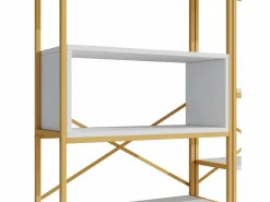 Estantería moderna 160x29,5x180 cm - Estantes a varios niveles - Estructura de tubos de acero y MDF - Forma rectangular - y blanco^ModernLuxe Hot