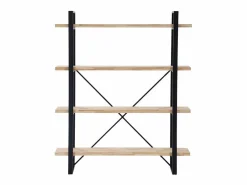 Basic Estantería|Estantería Plank 4 estantes metal roble nordish/negro 180x150x30 cm Adec